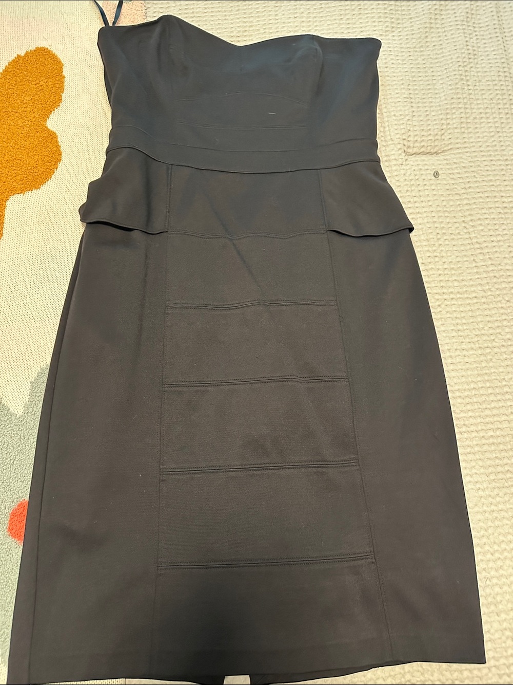 White House Black Market Black Strapless Peplum Sheath Dress